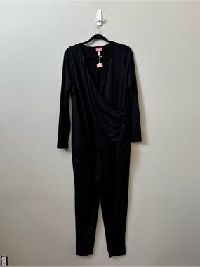 Paisley Sky Maternity (NWT) black wrap front long sleeve jumpsuit